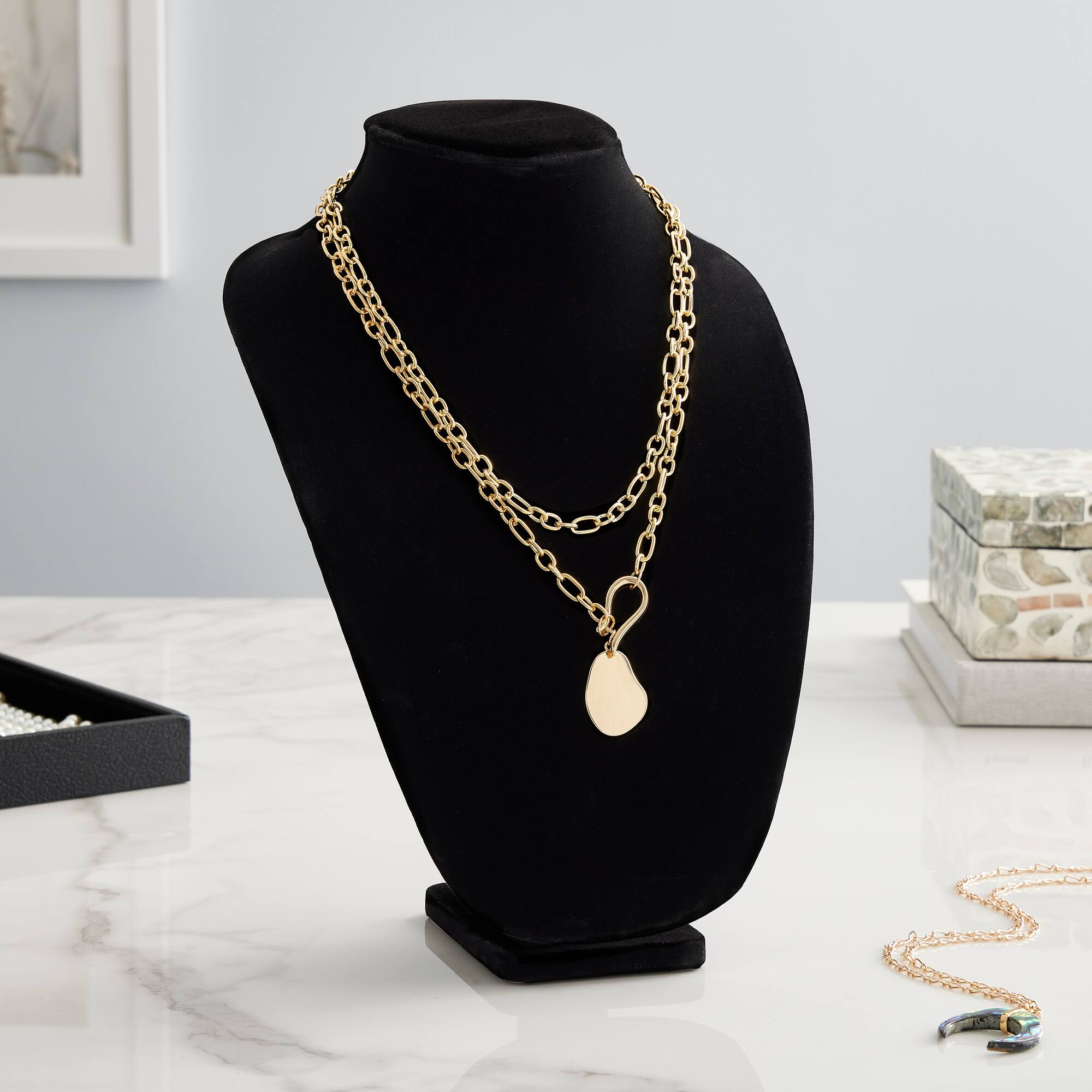 12" Black Velvet 3D Necklace Stand by Bead Landing™